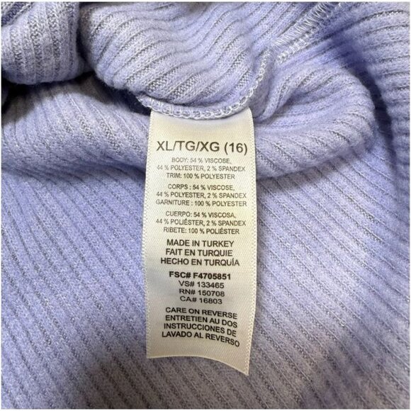 Studio 1886 Ribbed Knit 3/4 Sleeves Lavender Touch Of Lace Tunic Top Size XL - Picture 5 of 7